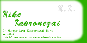 mike kapronczai business card